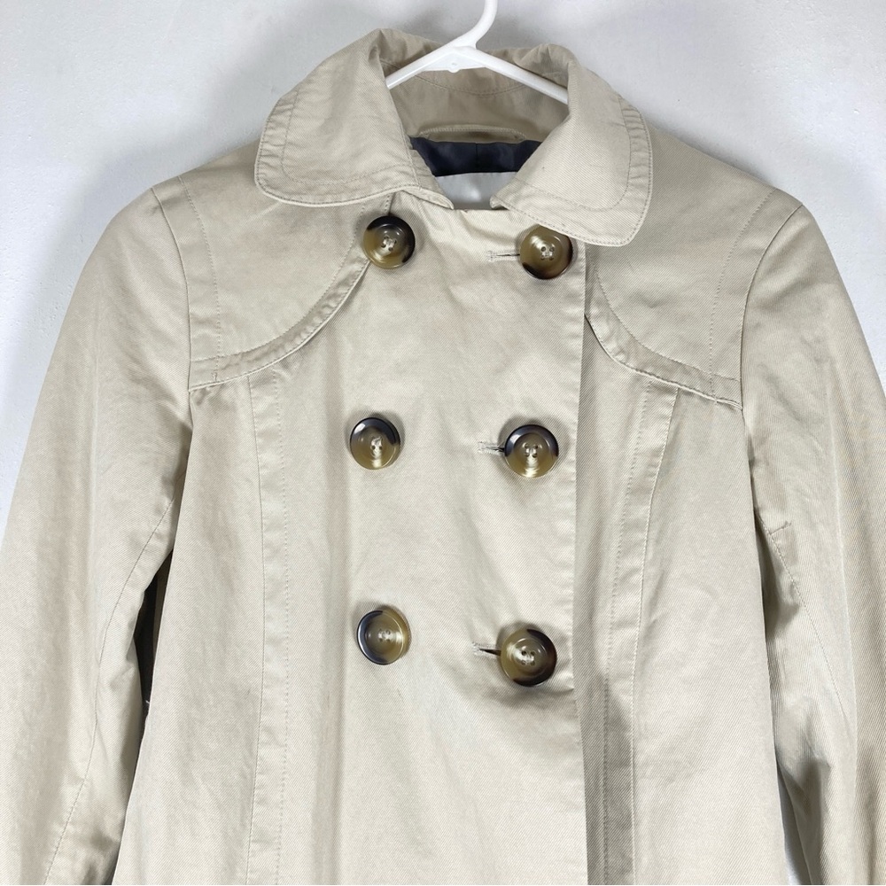 Zara Basic Trench Coat Womens Small Tan Double Breasted Preppy Outdoor Chic - Picture 4 of 13
